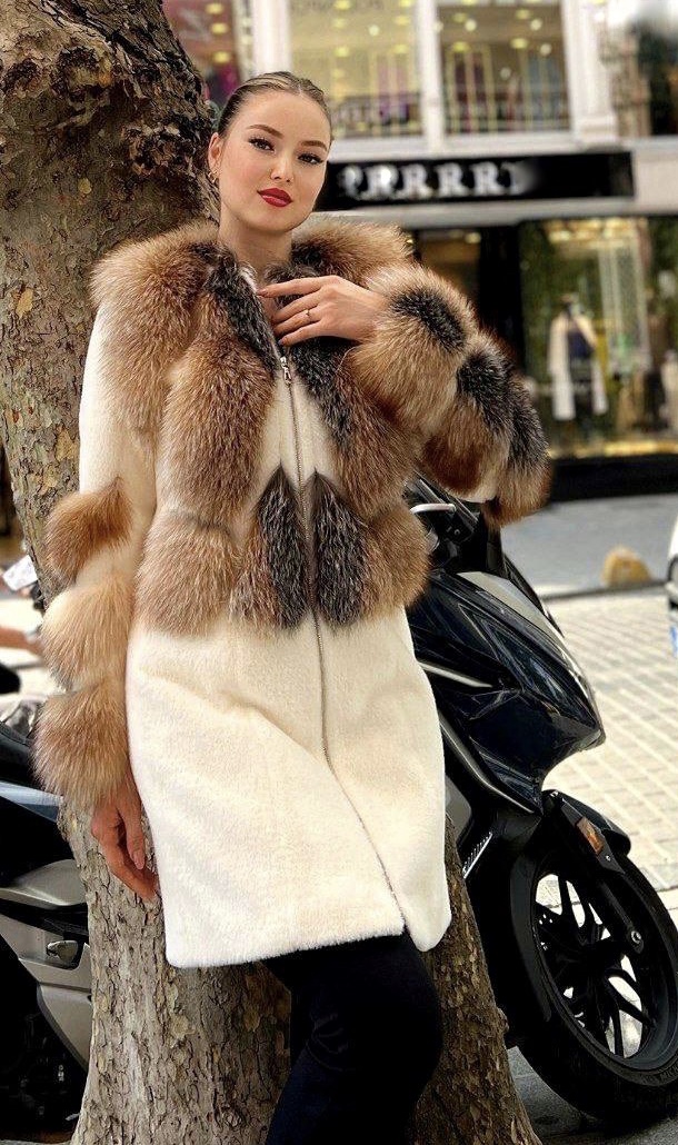 Fox fur Jacket brown beige